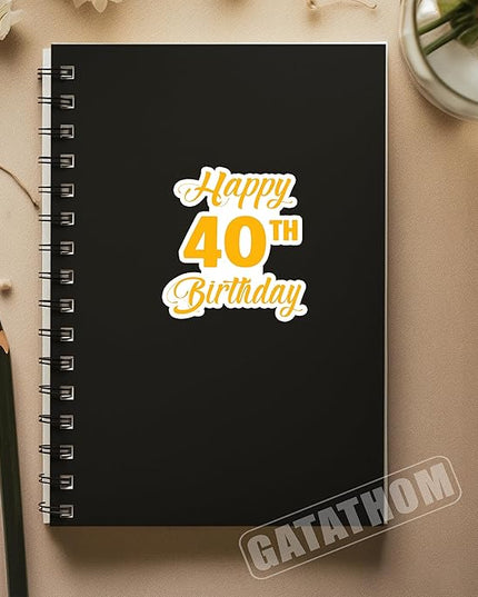 (3Pcs) Happy 40th Birthday Sticker – Cheers to 40 Years Stickers Waterproof Vinyl Decals for Forty Birthday Gifts, Water Bottles, Scrapbooks, Journals, 3 x 2.9 inch