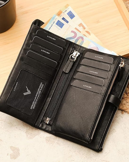 Lavalen® Purses for Women Genuine Soft Leather Wallet - Leather Wallet for Women - Ladies Purse Handmade with RFID Wallet- Womens Purse Perfect for Gift