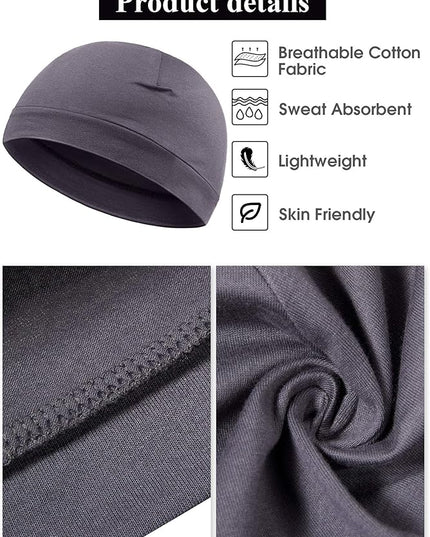 Syhood 4 Pcs Cotton Skull Caps for Men Women Breathable Beanie Thin Sleep Hat Night Running Cap Helmet Liner for Cycling Gym