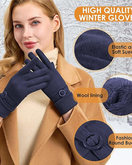 Cold Weather Womens Gloves, Winter Gloves for Women Thermal Warm Fleece Lined, Touchscreen Gloves for Christmas Gifts