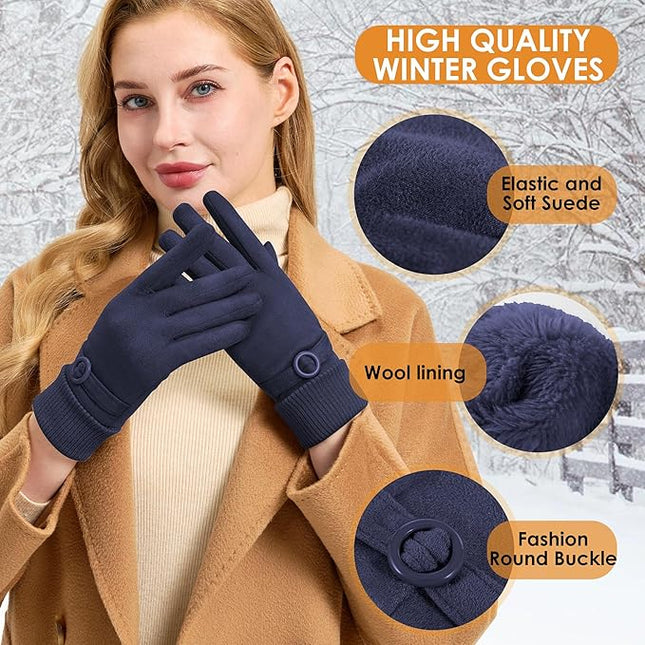 Cold Weather Womens Gloves, Winter Gloves for Women Thermal Warm Fleece Lined, Touchscreen Gloves for Christmas Gifts