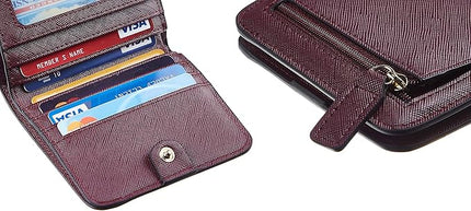 Toughergun Women’s Small Slim Leather Wallet with RFID Protection, Compact Bifold Mini Purse with Clear ID Window