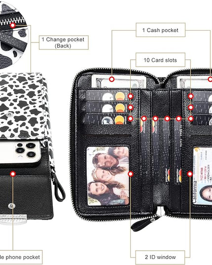 KUKOO Small Crossbody Bag Cell Phone Purse Wallet with Credit Card Slots for Women