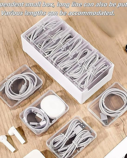 11 Box Cable Organizer Storage Box, Desktop Cable Management with Switch, Power Cord Organizer for Office,Home,Desk Accessories Storage Stationery Supplies and Accessories（White）