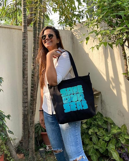 Ecoright Aesthetic Canvas Tote Bag for Women Large Zipper Tote Bags with Pocket, Womens Tote Bag for Yoga, Work, Beach