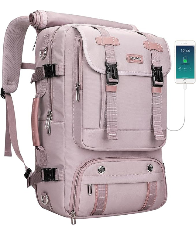 PIJUSHI Travel Backpack for Women Carry on Luggage Backpack Flight Approved Convertible Duffle Bag Fit 16 Inch Laptop(PE037 Light Purple)