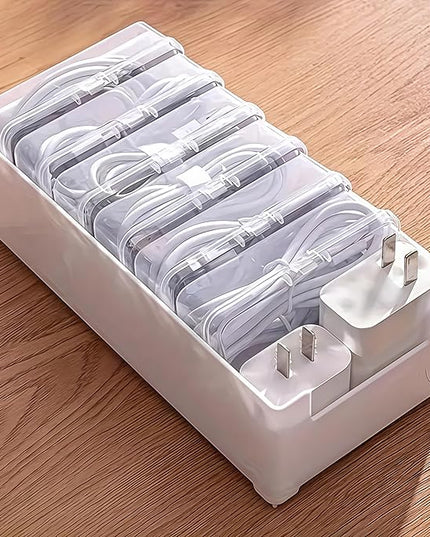 11 Box Cable Organizer Storage Box, Desktop Cable Management with Switch, Power Cord Organizer for Office,Home,Desk Accessories Storage Stationery Supplies and Accessories（Clear） (11 Box)