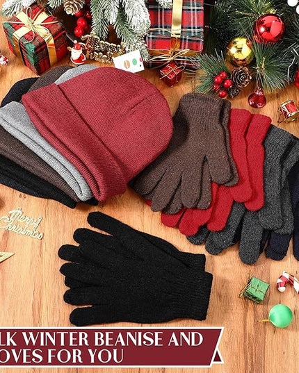 Tarpop 96 Pcs Winter Beanies and Gloves Bulk, Cold Weather Unisex Winter Hat and Gloves for Homeless Men Women