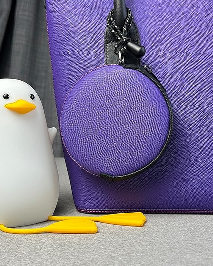 OneJoy Mini Round Coin Purse with Clip on, Lightweight Waterproof Zipper Pouch for Earbuds, Keys, Coins, Compact Travel Storage Case for Women & Men [ Purple ]