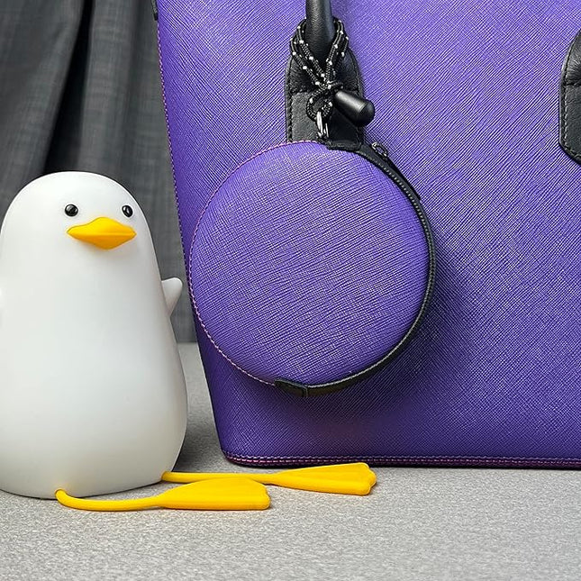 OneJoy Mini Round Coin Purse with Clip on, Lightweight Waterproof Zipper Pouch for Earbuds, Keys, Coins, Compact Travel Storage Case for Women & Men [ Purple ]