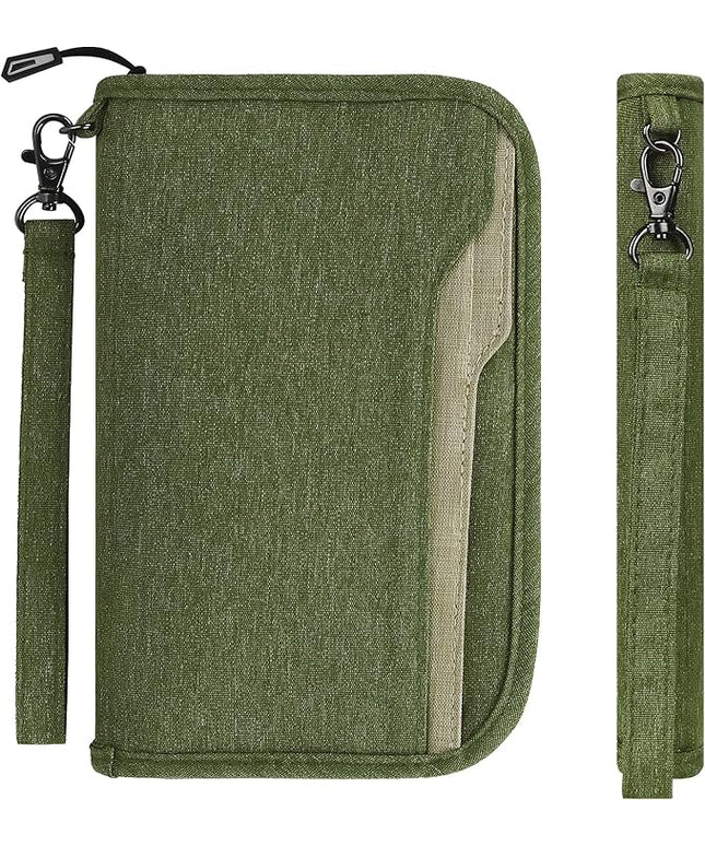 ZOPPEN Passport Holder Family RFID Passport Wallet, Passport Holder Women/Men, Travel Wallet Documents Organizer Zipper Case with Removable Wristlet Strap, Travel Essentials for Flying