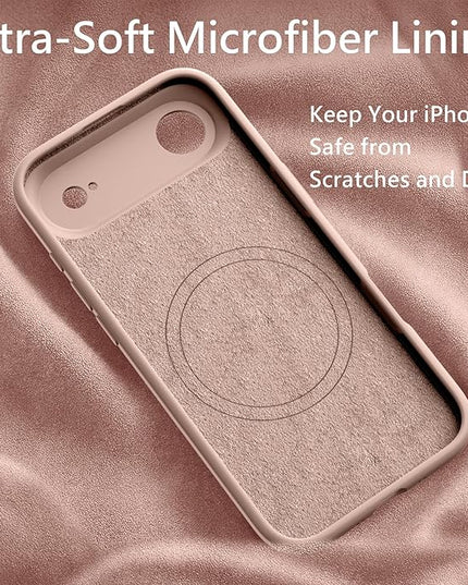 FireNova Magnetic for iPhone Air Case, Compatible with MagSafe, [Integrated Silicone Camera Control Button] [Camera Protection] Microfiber Lining Phone Case for iPhone 17 Air, 6.5", Pinksand