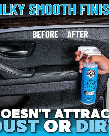 Chemical Guys Silk Shine Tire and Trim Dressing and Protectant – Non-Greasy Vinyl, Plastic & Rubber Spray, Plastic Restorer for Cars – Restores Shine for Cars, Trucks, Motorcycles, RVs, 128 oz