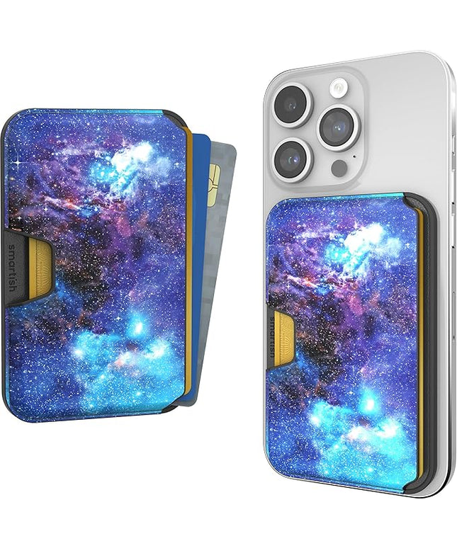Smartish Wallet for MagSafe iPhones - Side Hustle - Vegan Leather Slim Detachable Magnetic Card Holder for Apple iPhone 17/16/15/14/13/12/13/12 Models - Spaced Out