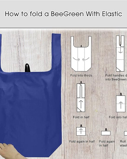 BeeGreen Reusable Shopping Bags with Handles - 12 Pack Foldable Polyester Tote Bags Bulk with Zipper Pouch, Travel Tote Cloth Bag for Women Holiday Beach, Washable Reusable Gift Bag for Groceries