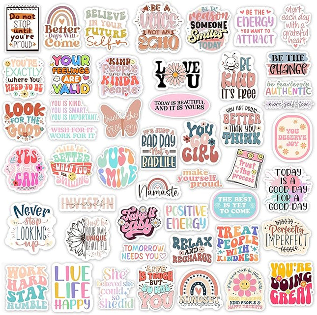 300PCS Motivational & Affirmation Stickers – for Vision Board, Positive Inspirational Decals for Water Bottles, Laptops, Planners, Journals, Scrapbooks & Teachers