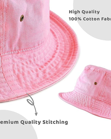 The Hat Depot Bucket Hat - Unisex 100% Cotton & Denim UPF 50 Packable Summer Travel Beach Sun Hat