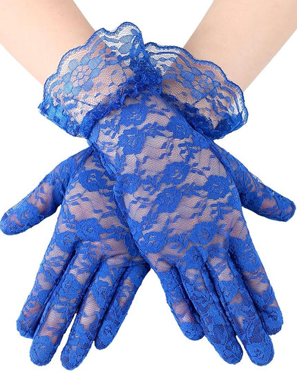 SATINIOR Ladies Lace Gloves for Women Tea Party Elegant Short Courtesy Gloves for Wedding Dinner Opera Parties