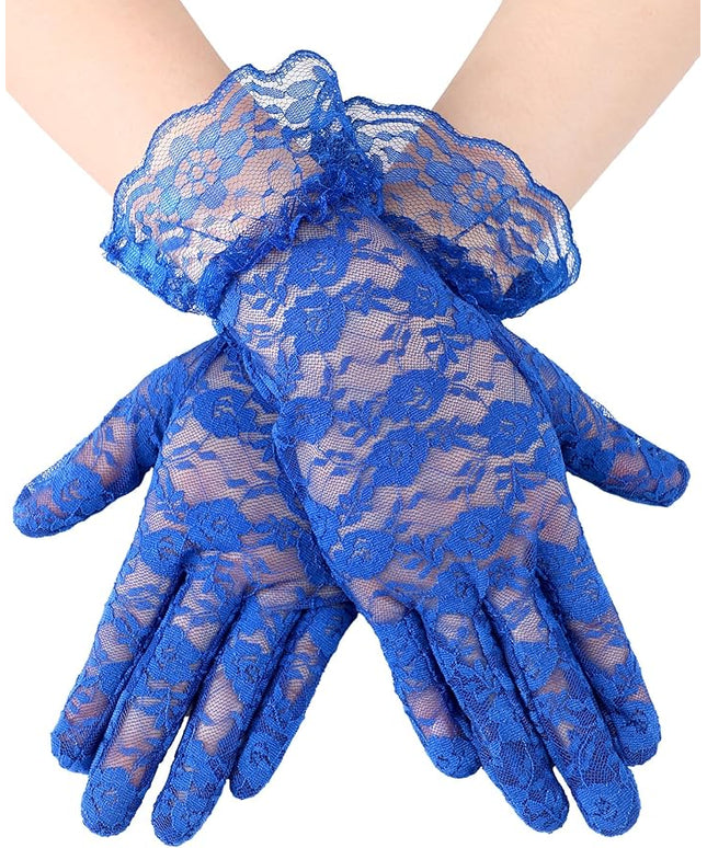 SATINIOR Ladies Lace Gloves for Women Tea Party Elegant Short Courtesy Gloves for Wedding Dinner Opera Parties