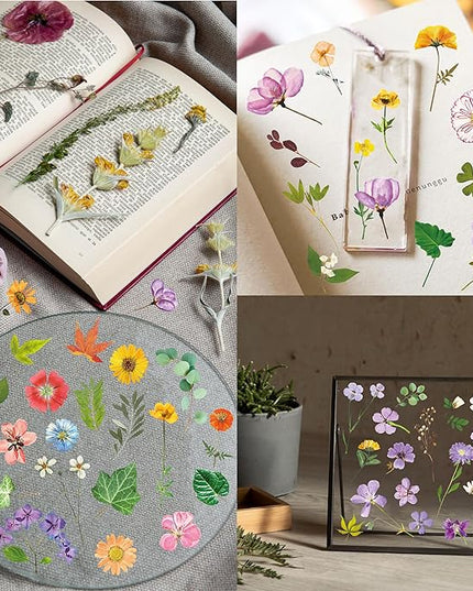 370+ PCS PVC Flower Stickers, Self-Adhesive PVC Greenery Stickers Nature Plant Decals for Scrapbook, Laptop, Journal, DIY Project, Spring Themed Party Decors