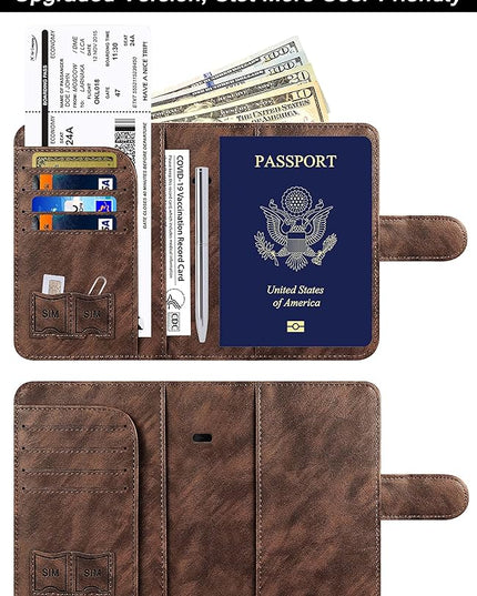 Airtag Passport Holder Cover Wallet Travel Essentials Leather Rfid Blocking Case Vacation Luggage Must Haves Travel Accessories for Men Women (117#Coffee)