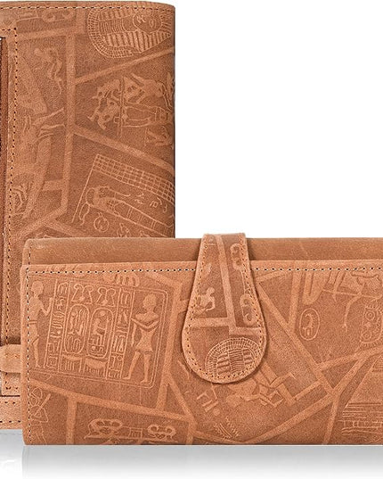 Real Leather Women Wallet Leather with RFID Blocking -Trifold Card Holder Designer Ladies Clutch with ID Window Wallets