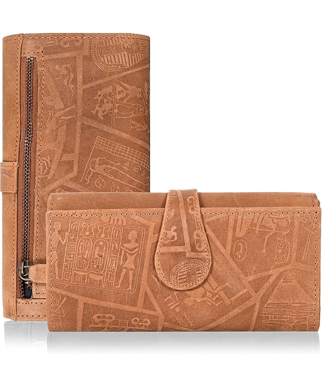 Real Leather Women Wallet Leather with RFID Blocking -Trifold Card Holder Designer Ladies Clutch with ID Window Wallets