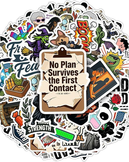 100 PCS Funny Gun Stickers Pack – Tactical Military Army Parody Vinyl Decals for Laptop, Car, Water Bottle, Scrapbook, Hard Hat – Gifts for Men, Women, Teens Birthday Christmas