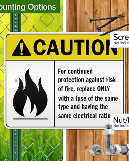 Warning For Continued Protection Against Risk Of Fire Replace Sign, 24x30 Inches, 3M EGP Reflective .080 Aluminum, Fade Resistant, Made in USA by My Sign Center