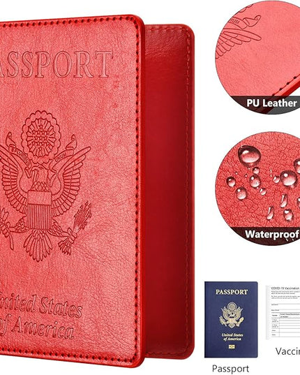 Eoehro Passport Holder for Travel Essentials-2Pack, Passport Wallet Cover Case for Travel Must Haves Accessories,Passport Book Holders for Women and Men