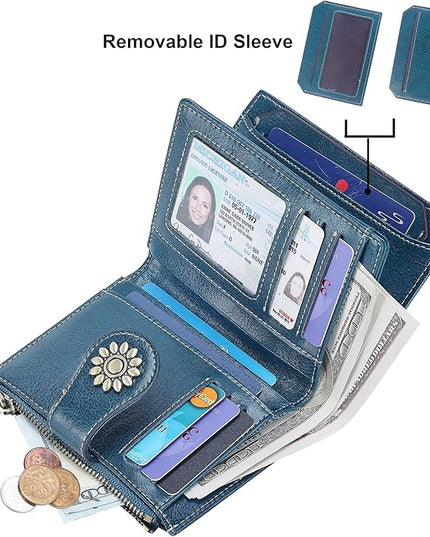 Lavemi Womens Leather Wallet Small Compact RFID Blocking Credit Card Case Purse with Zipper Pocket | Small, Compact, RFID Blocking, Zipper Pocket, Small, Compact