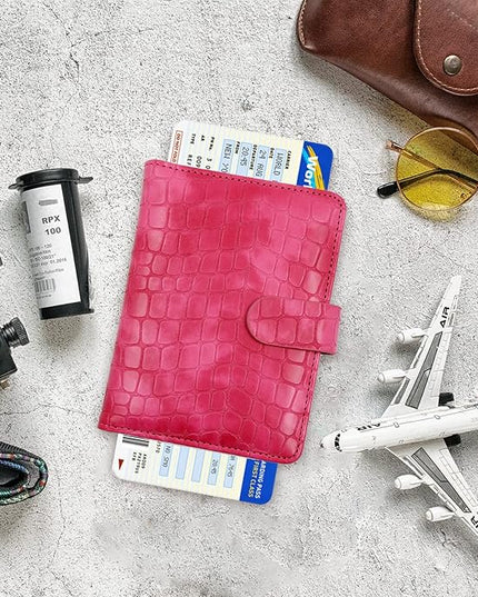 Melsbrinna Unisex Adult Travel Wallet, RFID Protected, Pink Faux Leather Passport Cover with 6 Compartments and 4 Card Slots