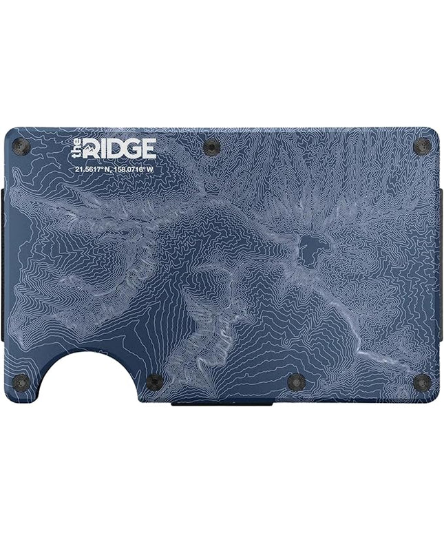 The Ridge Wallet - Slim Minimalist Compact Wallet and Card Holder| RFID Protected Front Pocket Wallets | Integrated Cash Strap | North Shore - Topographic