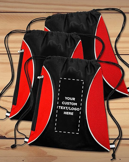 DISCOUNT PROMOS Custom Non-Woven Drawstring Backpacks Set of 10/50/100, Personalized Bulk Pack