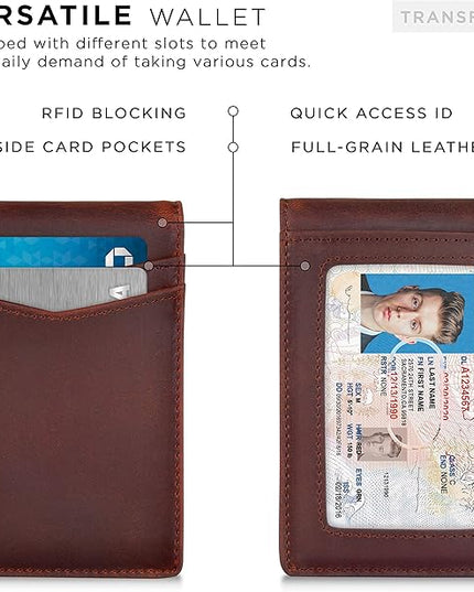 SERMAN BRANDS Money Clip Wallet - Mens Wallets slim Front Pocket RFID Blocking Card Holder Minimalist Mini Bifold