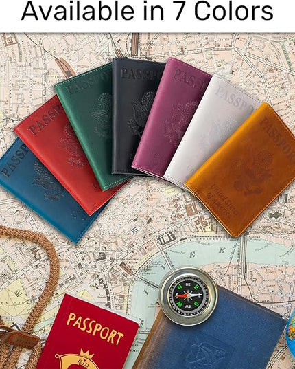 HIFA Leather Passport Holder, Handmade Passport Cover with Card and Ticket Slot - Genuine Leather, Elegant Design, Easy Access - Passport Case, Passport Wallet, Passport Holder