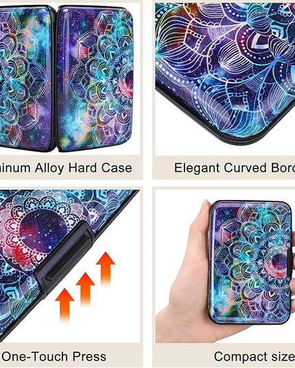 ELFISH Mini RFID Aluminum Wallet Credit Cards Holder Business Card Case Metal ID Case for Men Women (Acolorful)