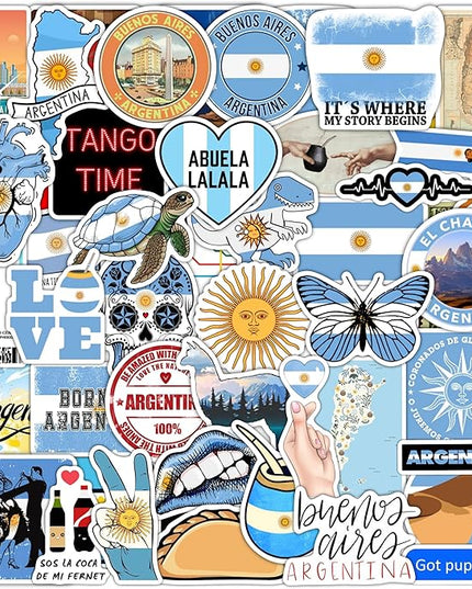 BulbaCraft Argentina Stickers for Water Bottle and Laptop - Argentina Party Supplies & Decorations, Waterproof Vinyl Cultural Decals, Gifts for Women & Men