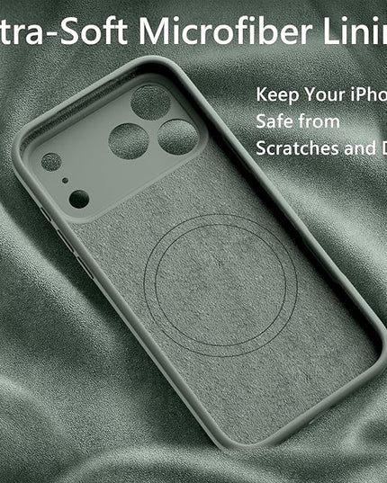 FireNova Magnetic for iPhone 17 Pro Case, Compatible with MagSafe, [Integrated Silicone Camera Control Button] [Camera Protection] Anti-Scratch Microfiber Lining Phone Case, 6.3", Calke Green