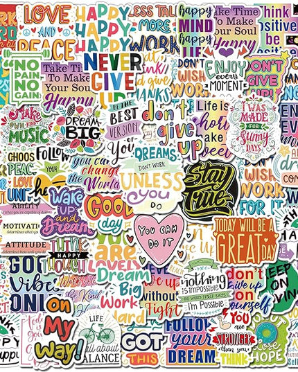 300 PCS Motivational & Positive Affirmation Sticker Pack – Inspirational Vinyl Quote Stickers for Teens, Adults & Teachers | Waterproof Decals for Water Bottles, Laptops, Journals & Scrapbooks
