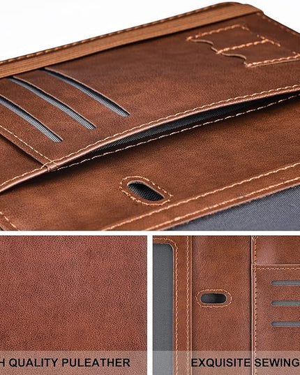 HerriaT Passport and Vaccine Card Holder Combo,Cover Case with CDC Vaccination Card Slot, Leather Travel Documents Organizer Protector, with RFID Blocking, for Women and Men