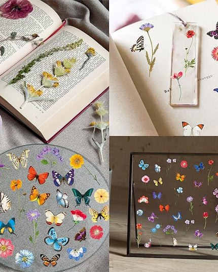 1990 PCS PVC Flower & Butterfly Stickers, Self-Adhesive Nature Floral Stickers for Scrapbook, Laptop, Journal, DIY Project, Spring-Themed Party Decors