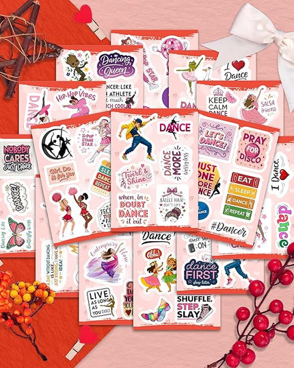 100Pcs Dance Stickers for Water Botlle, for Scrapbooking - Dancer Stickers - Gifts for Dancer - Dance Party Supplies - Gift for Women & Men