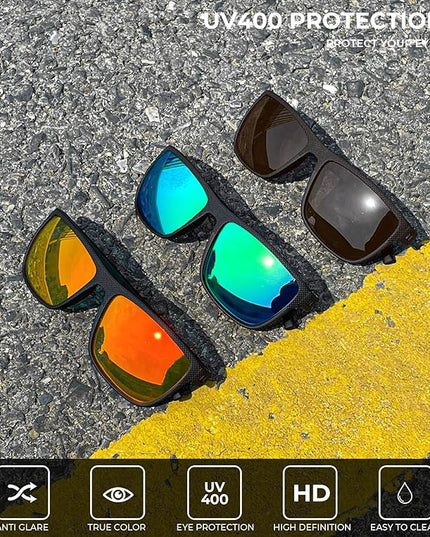 KALIYADI Polarized Sunglasses for Men, Lightweight Sun Glasses with UV Protection for Driving Fishing Golf