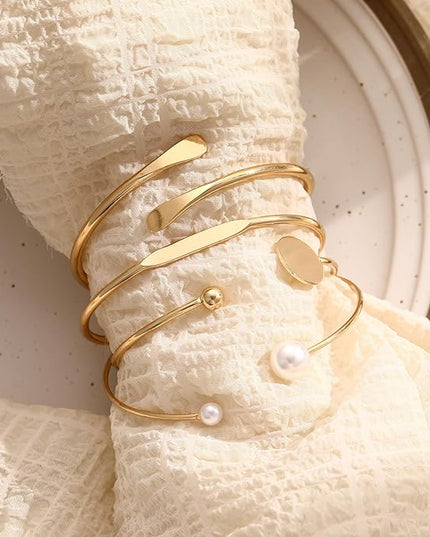 ÌF ME Gold Bangle Bracelets for Women, Indian Bangles Stackable Set, Multi Layer Textured 14K Gold Plated Chunky Bracelets Boho Jewelrys Set