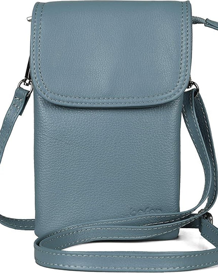 befen Genuine Leather Small Crossbody Bags for Women Cell Phone Bag Cross Body Purses,Silver Zipper