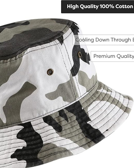 The Hat Depot Bucket Hat - Unisex 100% Cotton & Denim UPF 50 Packable Summer Travel Beach Sun Hat