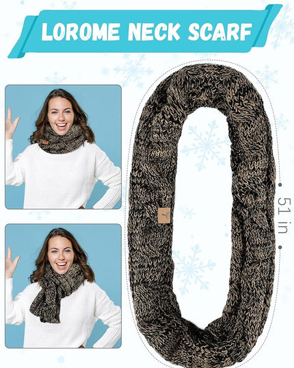 Winter Beanie Hat Scarf Gloves, Warm Fleece Knit Hats Touch Screen Gloves Neck Scarf Set Winter Gifts for Unisex Adult