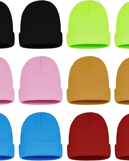 12 Pack Winter Beanie Hats for Men Women, Warm Cozy Knitted Cuffed Skull Cap, Wholesale