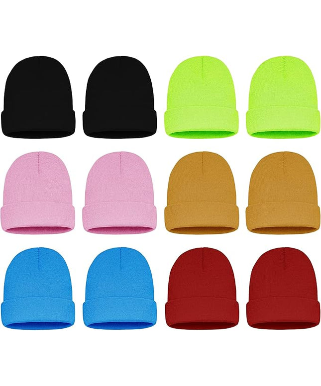 12 Pack Winter Beanie Hats for Men Women, Warm Cozy Knitted Cuffed Skull Cap, Wholesale